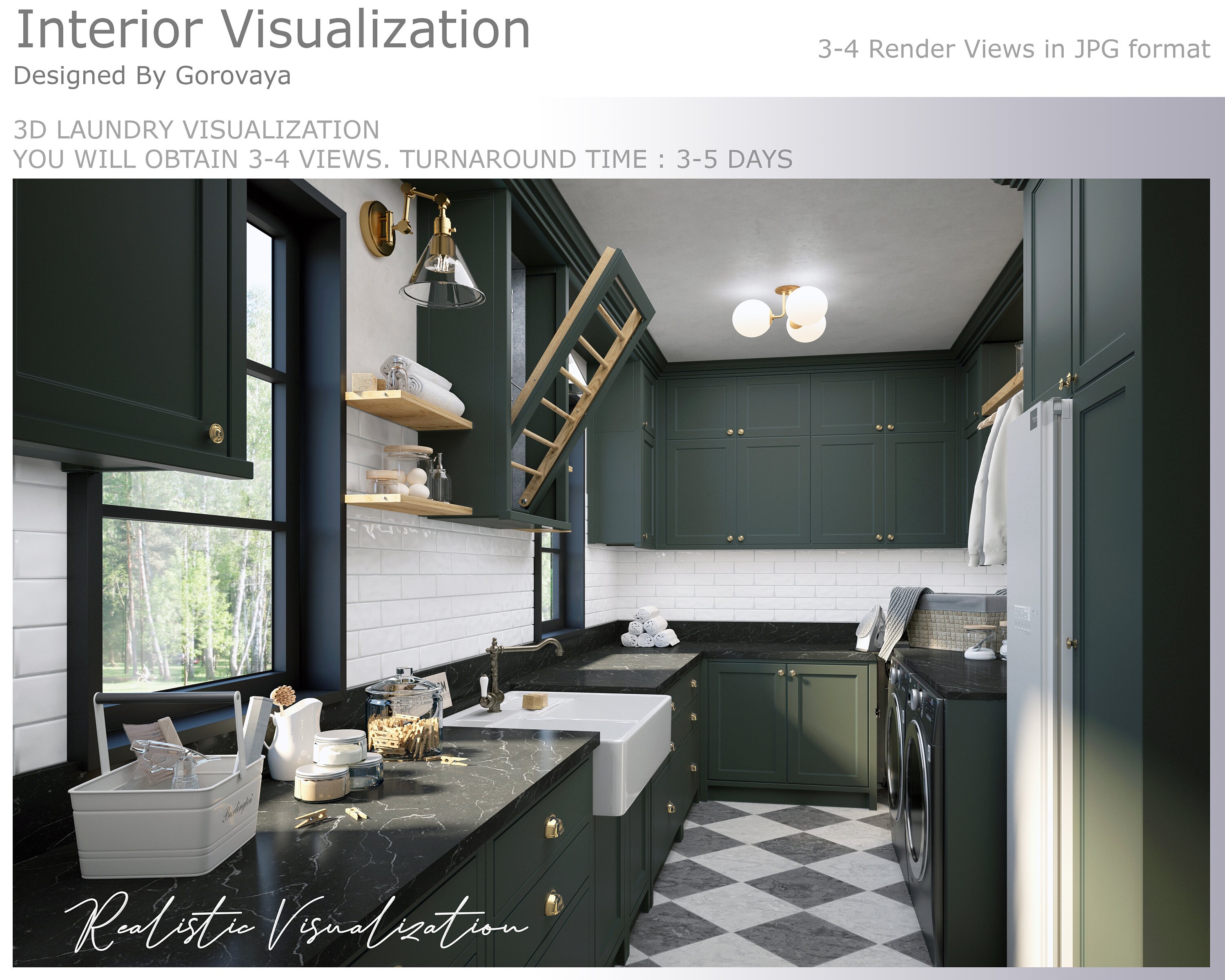 Laundry Room 3D Visualization & Photorealistic Rendering - Etsy