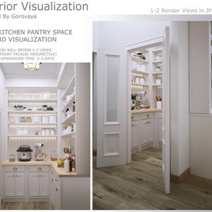 3D Kitchen Pantry Design, Interior Visualization, Pantry Renovation, Kitchen Pantry Remodel, Craftsman Design