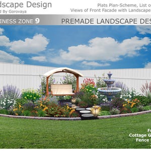 Premade Corner Fence Semicircle Landscape Design, Zone 9 Landscape California, Landscaping Privacy Fence Landscape , Digital Design