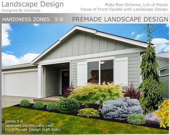 Ready to Use Front Landscape Layout | Japanese Garden Design with Maple & Spruce (Digital Download)