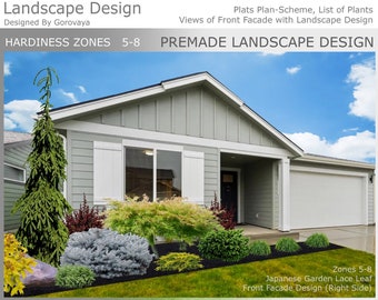 Premade Japanese Garden Design, Front Facade (Digital Download)