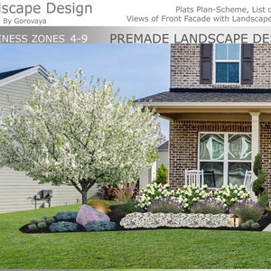 Zone 4-9 Landscape, Landscape Design, Landscape Layout, Plant List, White Crabapple, Right Side Front Yard Design, Full Sun