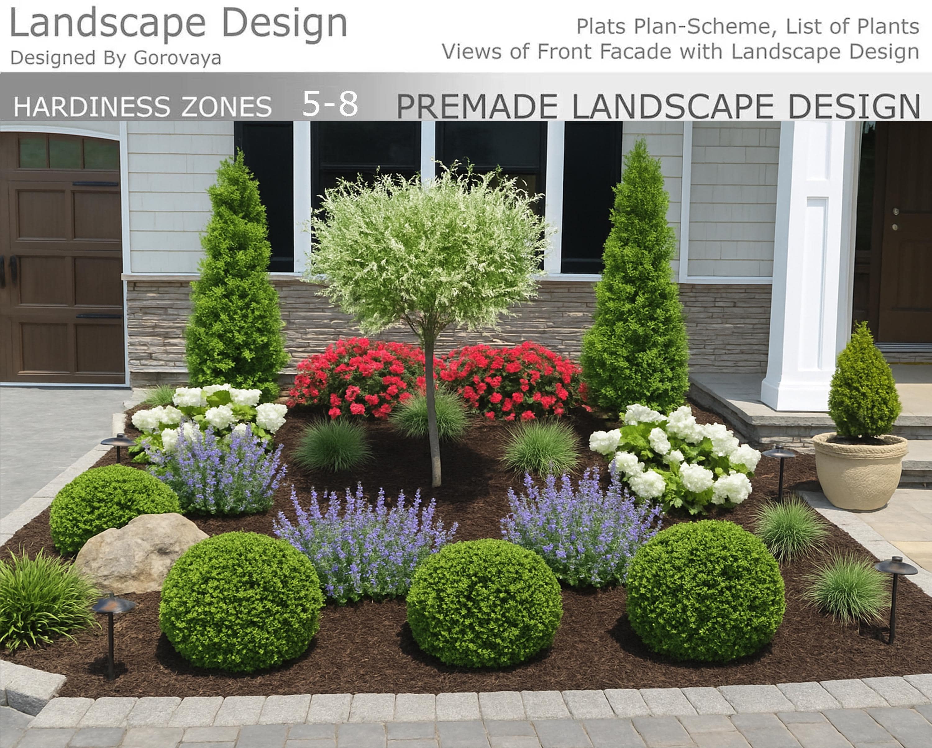 Diseño de paisaje prediseñado, jardín paisajístico, zona 5-8, idea de paisaje  para jardín de 3 x 3 metros - Etsy México, image size:3000x2410