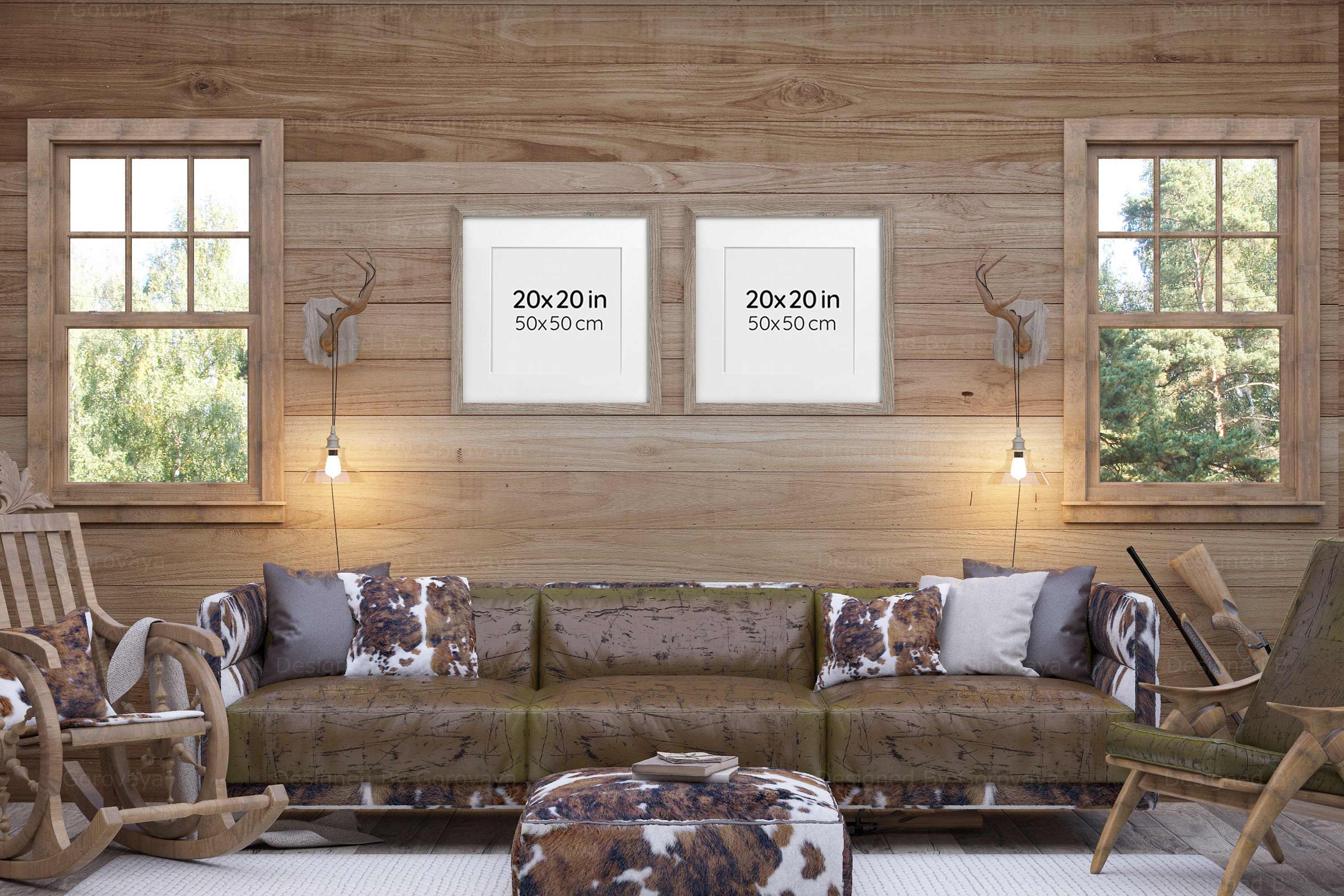 Interior Mockup Ranch Living Room Rustic Interior Mockup