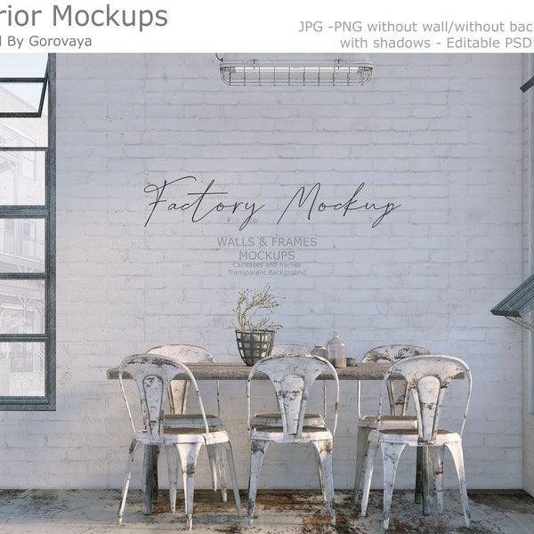 Interior Mockup, Factory Mockup, Industrial Loft Mockup, Rustic Mockup, Dining Room Mockup