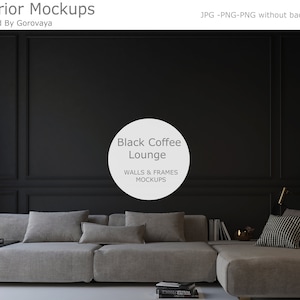 Innen Mockup, schwarze Rahmen Mockup, schwarze Wand Mockup, Luxus Mockup, moderne Mockup, schwarze Innen,Lounge-Raum Mockup, anspruchsvolle Wand, Foyer