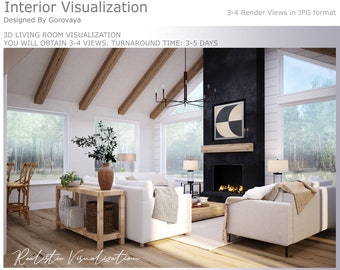 Projektowanie wnętrz małych salonów 3D, salon online, salon z werandą, wizualizacja architektoniczna 3D, realistyczna wizualizacja