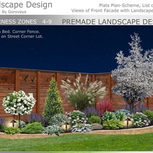Premade Landscape Design, Landscape Berm, Zone 4-9 Berm, Berm Flower Garden, Hosta Garden, Hydrangea Garden, Ornamental Grass, Corner Lot