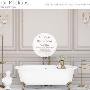 Interior Mockup,Antique Mockup,Sophisticated Mockup,Bathroom Mockup,Antique Golden Frame Mockup,Vintage Mockup,Victorian Mockup,White Bath