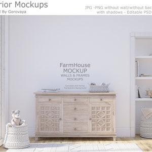 Interior Mockup, Farmhouse Nursery Room Mockup, Kids Room Mockup, Baby Room Mockup, Wall Mockup, Wallpaper Mockup