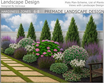 Hydrangea Privacy Fence Landscape Design, Zones 6-8 (Digital Download)