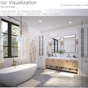 Master Bathroom Interior Design, 3D Interior Visualization, Realistic Visualization Render, 3D Interior Visualization, Bathroom Design