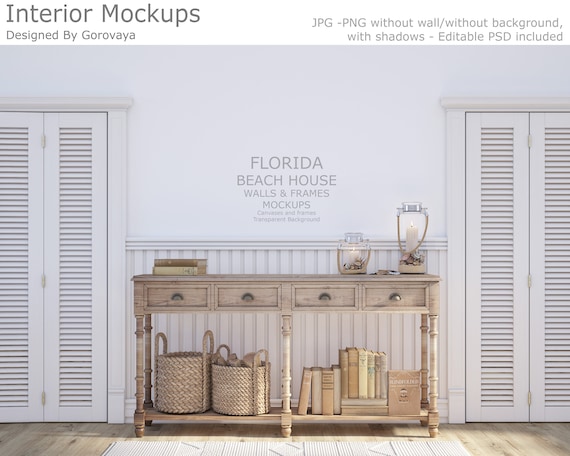 Interior Mockup, Living room Mockup, Mudroom Mockup, Blank Wall Mockup, Minimalist Mockup, Coastal Beach House Mockup