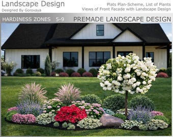 Premade Landscape Design for Zones 5-9, Hosta Hydrangea Garden (Digital Download)
