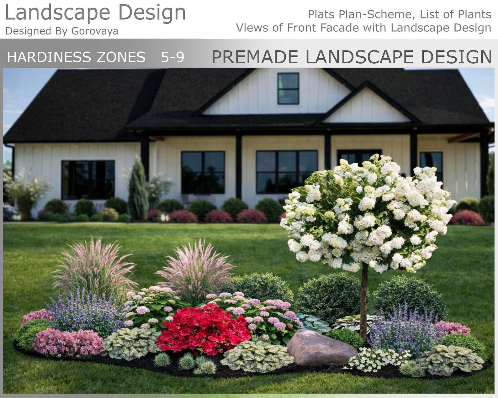 Ready to Use Landscape Design for Zones 5-9, Hosta Hydrangea