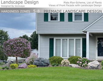Premade Landscape Design for Garden Bed, Zones 5-8 (Digital Download)
