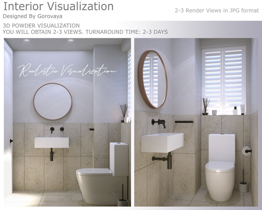 3D Powder Bathroom Interior Design Visualization - Etsy