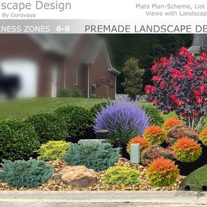Premade Colorful Front Yard Landscape Design | Zone 6–8 | Low Maintenance Flowering Berm Garden Plan