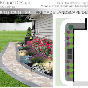 Premade Landscape Design, Landscape Garden Bed, Zone 5-8, Landscape Idea for Side House Garden Bed, Ready Made Design