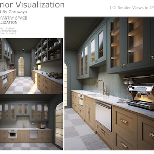 Conception 3D d'un garde-manger, Visualisation de l'intérieur, Rénovation d'un garde-manger, Rénovation d'un garde-manger, Conception artisanale, Garde-manger de majordome