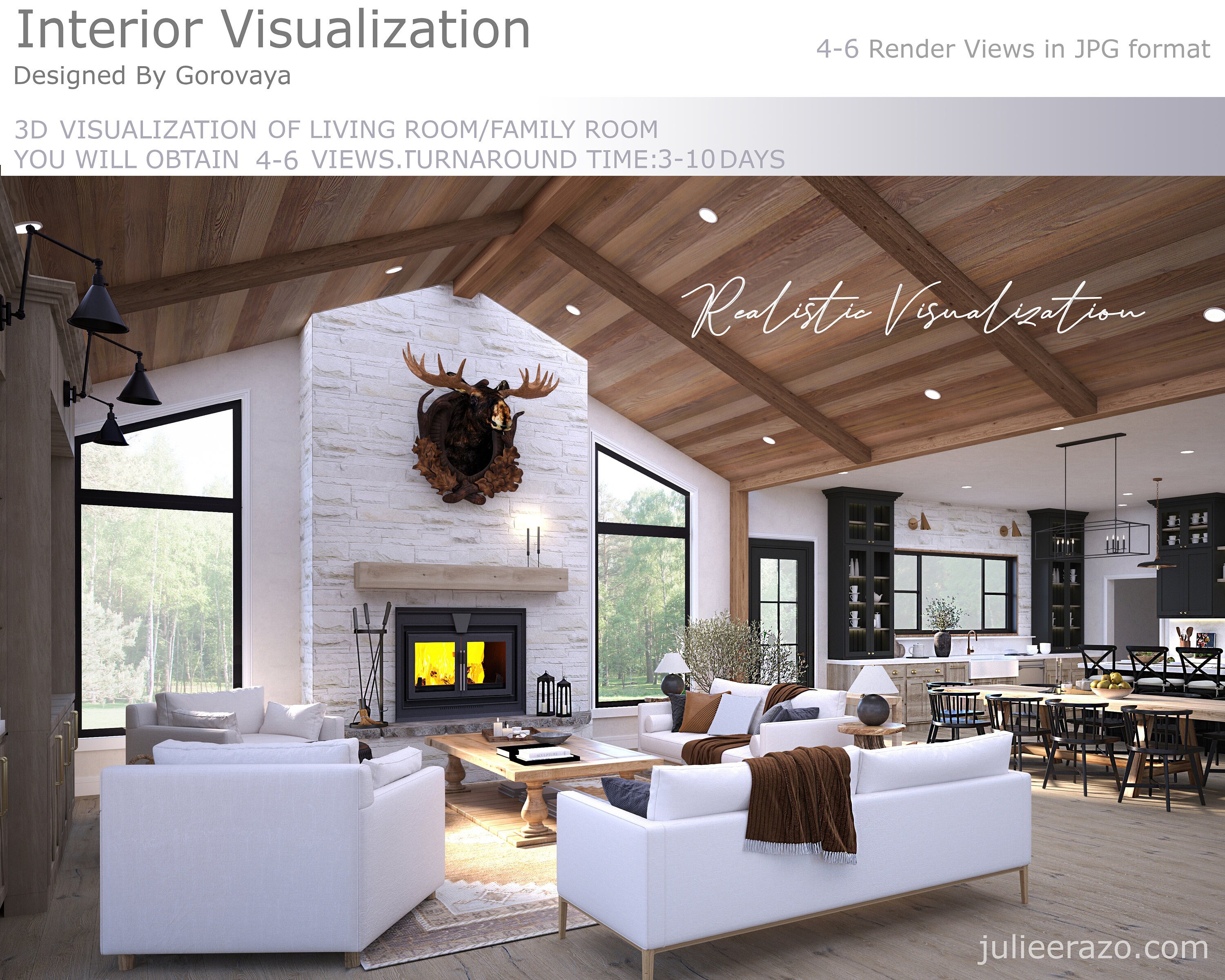 Custom Living Room Design Rendering | 3D Visualization - Etsy