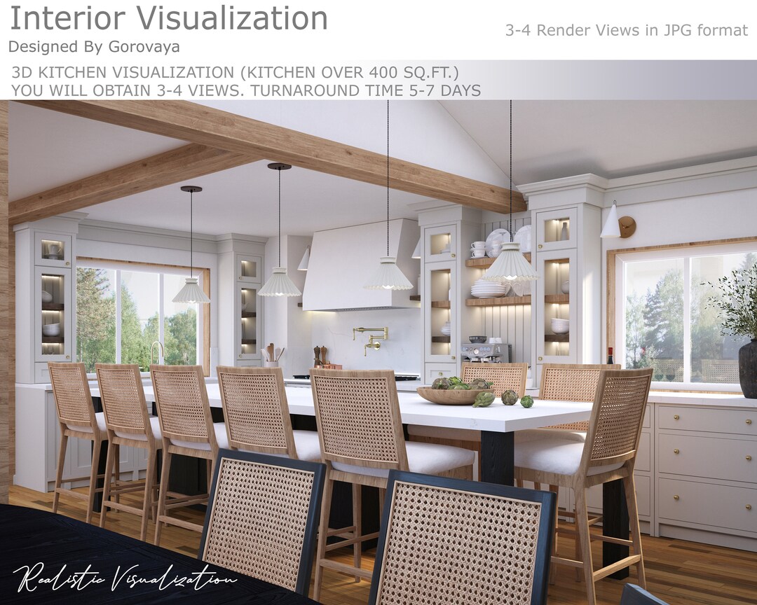 3D Kitchen Interior Design Rendering - Etsy