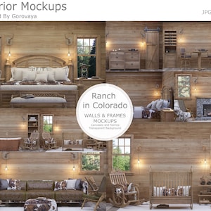 Interior Mockup Bundle, Ranch Rustic Interior Mockup, Frame Mockup, Country Mockup, Cowboy Mockup, Western Room Mockup, Wood Wall Mockup