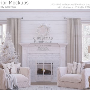 Interior Mockup, Christmas Mockup, Farmhouse Mockup, Rustic Mockup, Fireplace Mockup, Family room Mockup, Livingroom Mockup