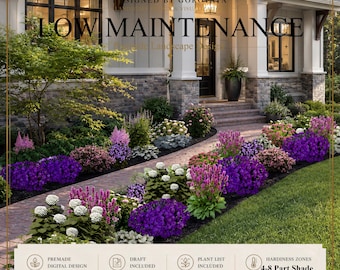Ready-to-Use Front Yard Landscape Plan | Low Maintenance Garden Design | DIY Planting Guide for Zones 4-8