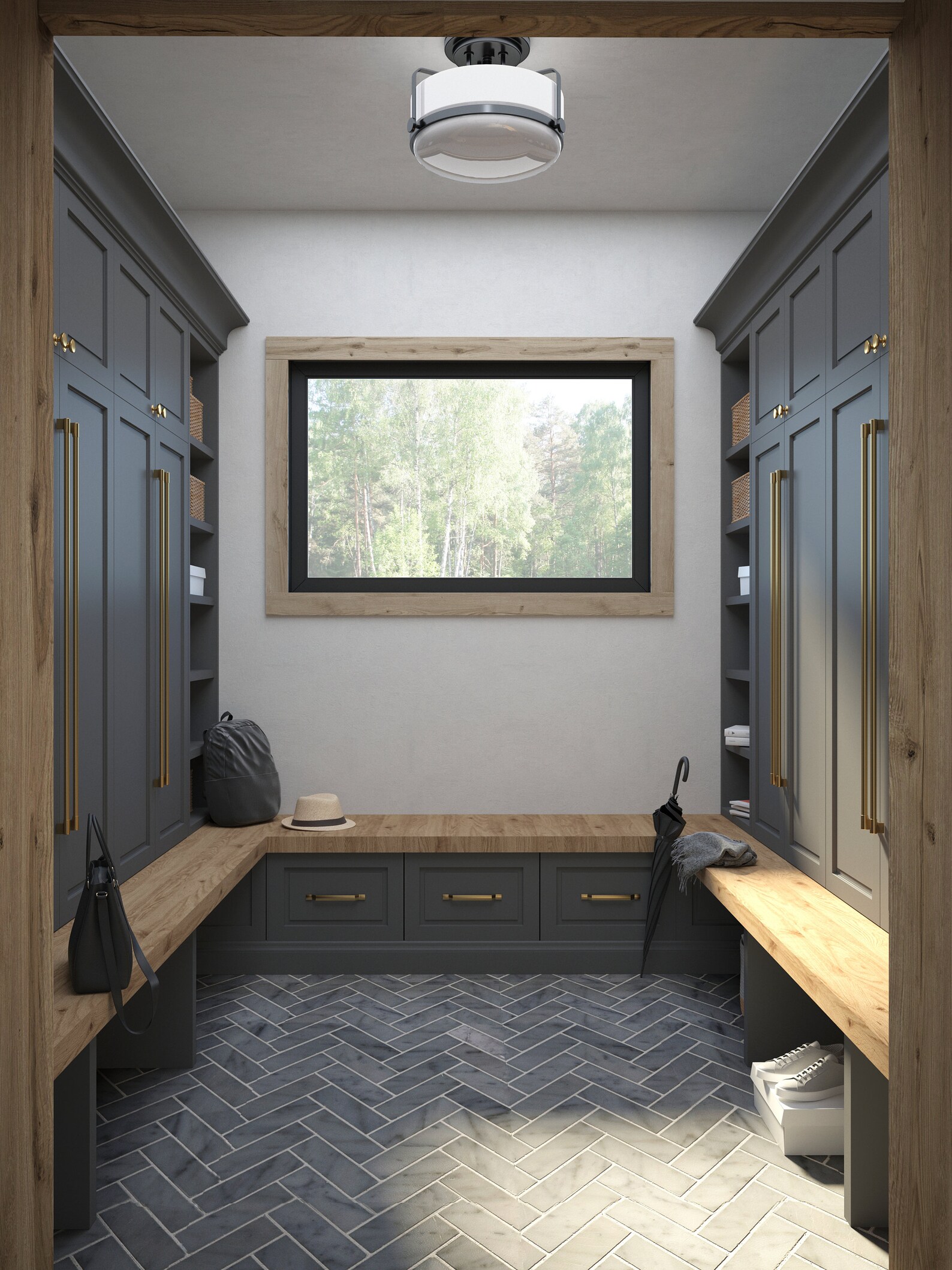 3D Mudroom Hall Render, Mudroom Interior Visualization, Hallway ...