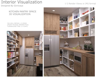 3D Kitchen Pantry Design, Interior Visualization, Pantry Renovation, Kitchen Pantry Remodel, Craftsman Design
