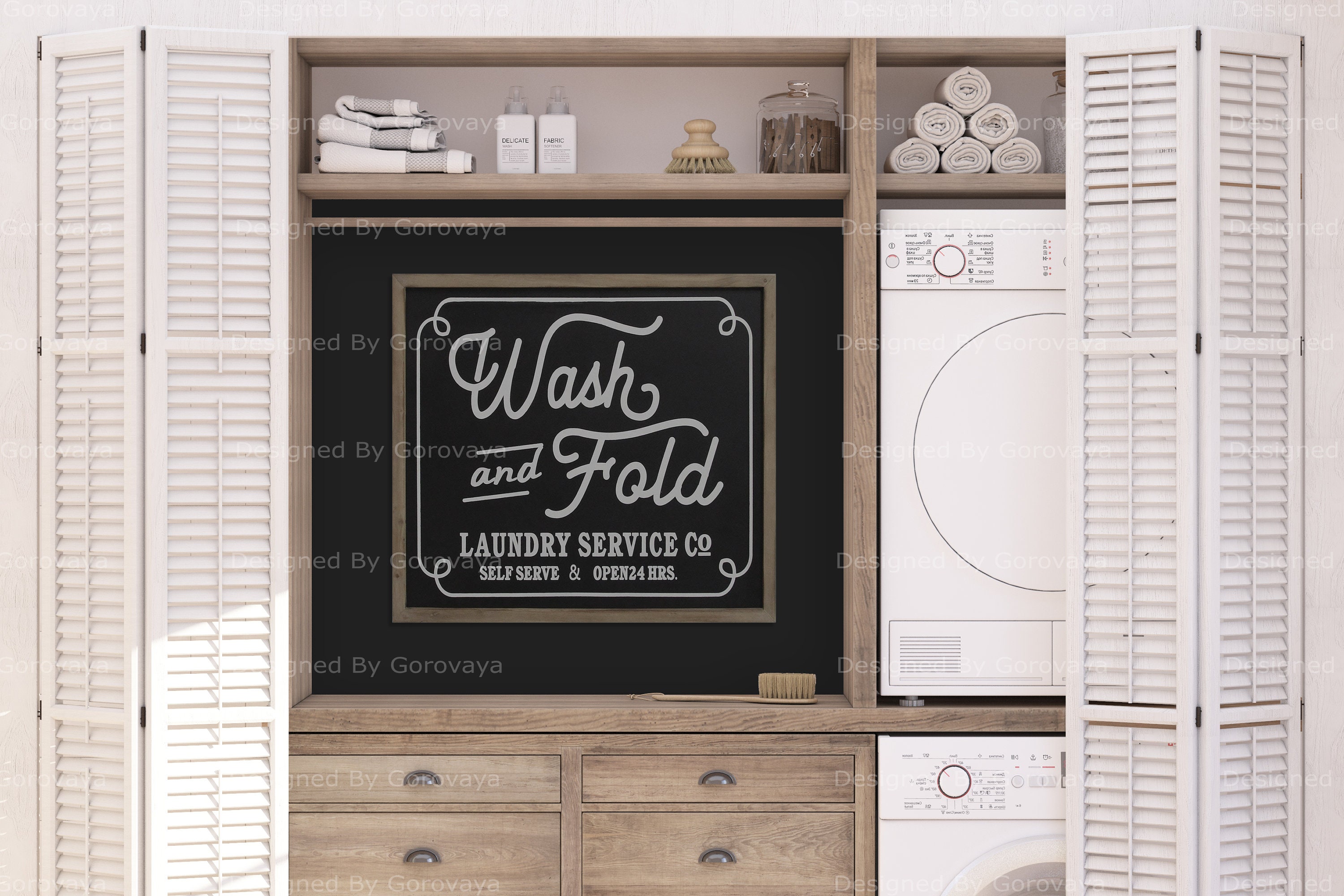 Interior Mockup, Laundry Mockup, Shelves Mockup, Blank Wall Mockup ...
