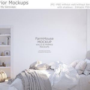 Interior Mockup, Bedroom Mockup, Farmhouse Mockup, Wall Mockup, Wallpaper Mockup