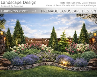 Premade Landscape Design Zone 4, Hydrangea Bush, Privacy Fence Ideas