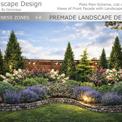 Premade Fence Landscape , Hydrangea Bush Design, Zone 4-8