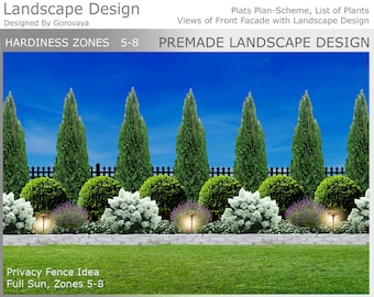 Premade Fence Landscape , Hydrangea Bush Design, Zone 5-8 Landscape Design, Landscaping Privacy Fence Ideas, Fence Landscape, Ready-Made