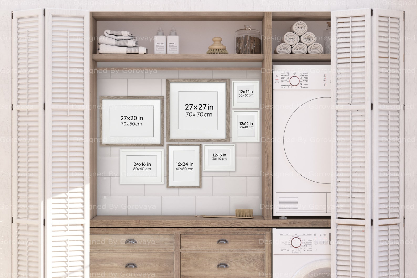 Interior Mockup, Laundry Mockup, Shelves Mockup, Blank Wall Mockup ...