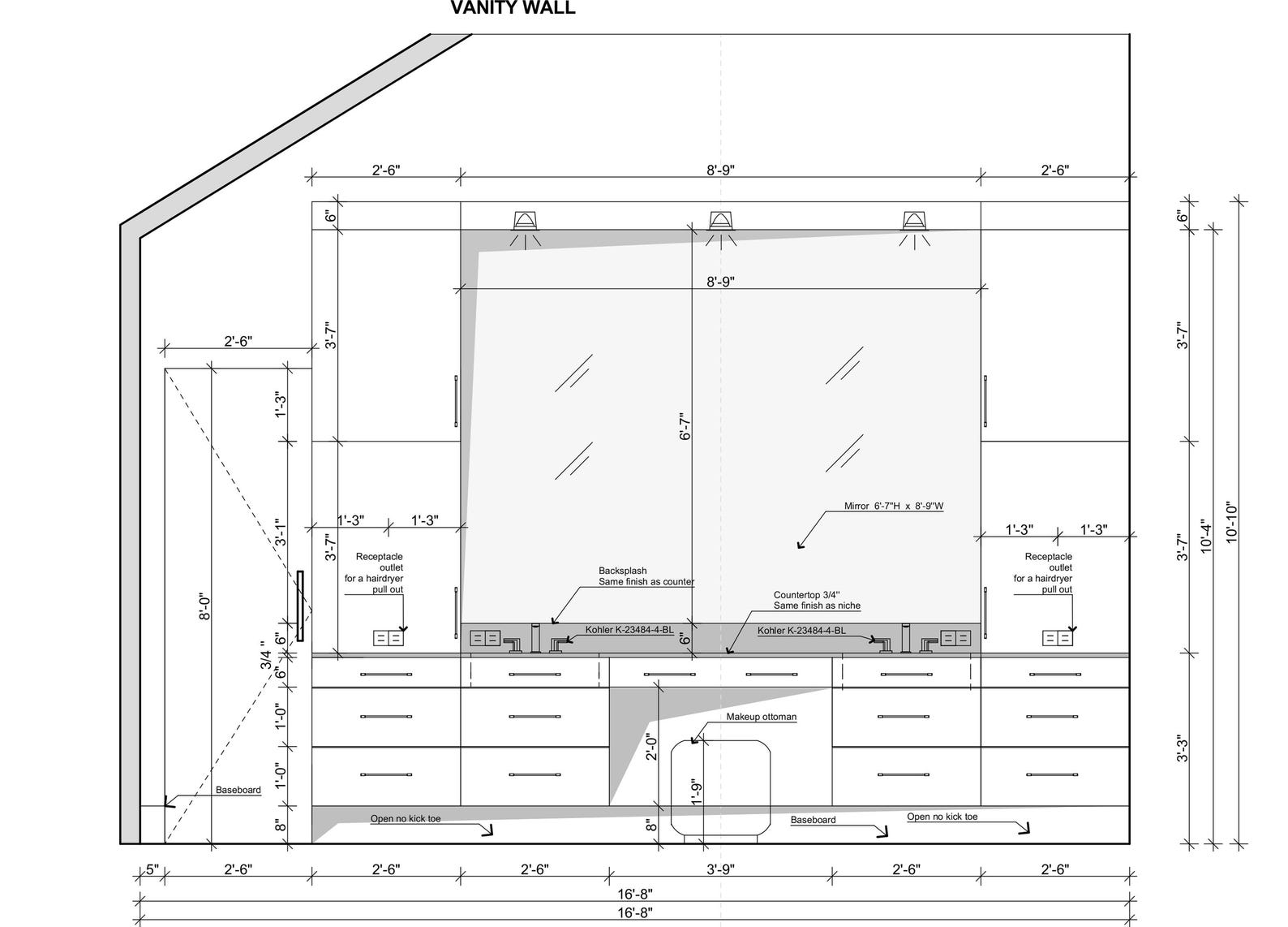 2D Master Bathroom Complex, 2D CAD Cabinet Design, Bathroom Custom ...