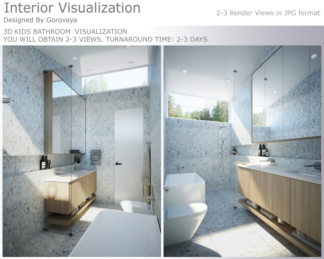 Kids Bathroom Interior Design, 3D Interior Visualization, Realistic ...