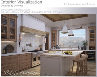 3D Kitchen Design, Farmhouse Kitchen, Interior Visualization, Kitchen Renovation, Kitchen Remodel, Craftsman Design, Traditional Kitchen