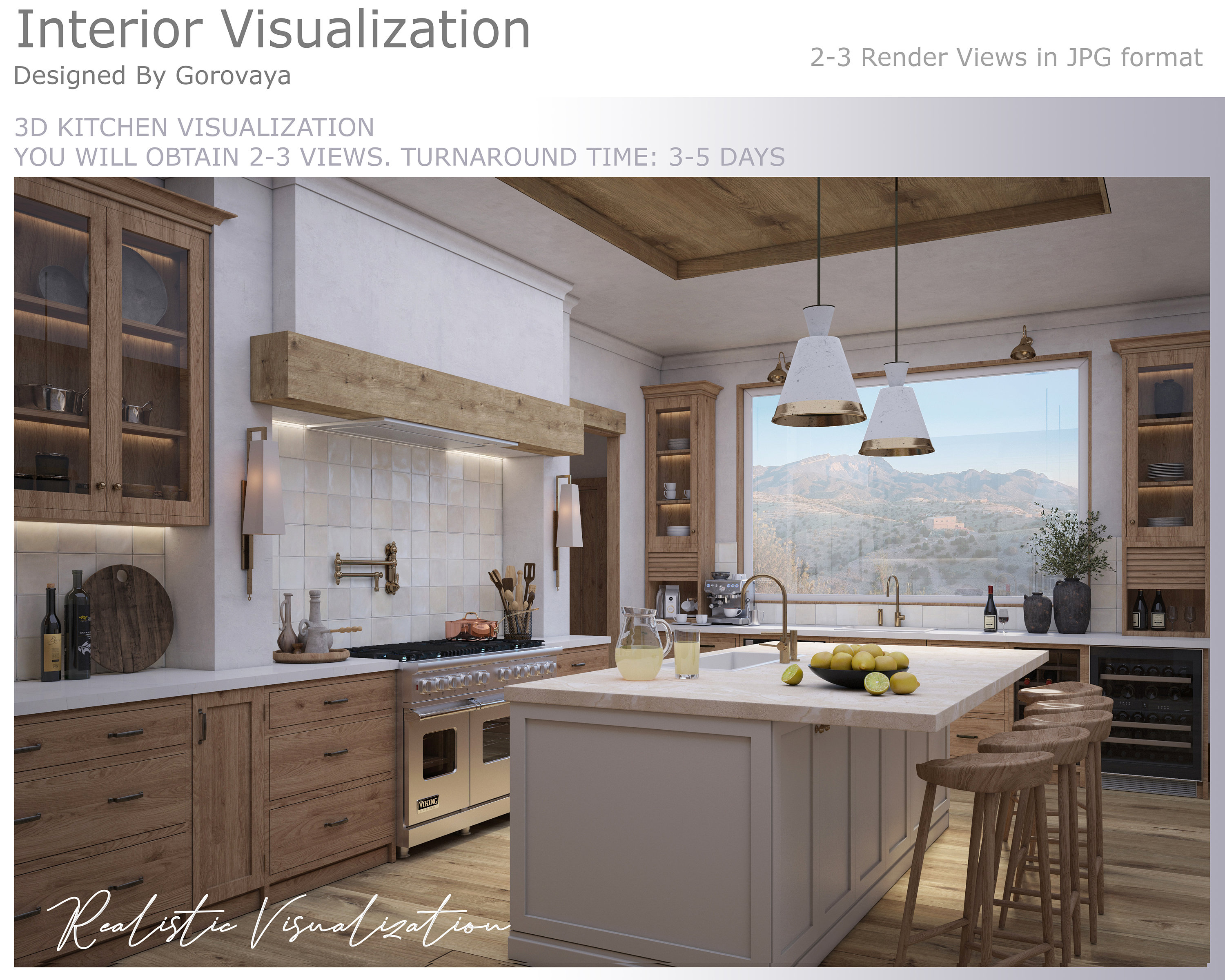 3D Kitchen Design, Farmhouse Kitchen, Interior Visualization, Kitchen Renovation, Kitchen Remodel, Craftsman Design, Traditional Kitchen