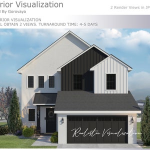 3D  Visualization of Front Facade  Exterior, Front Facade Visualization, Exterior Render, Front Facade Landscaping,  Florida House Render