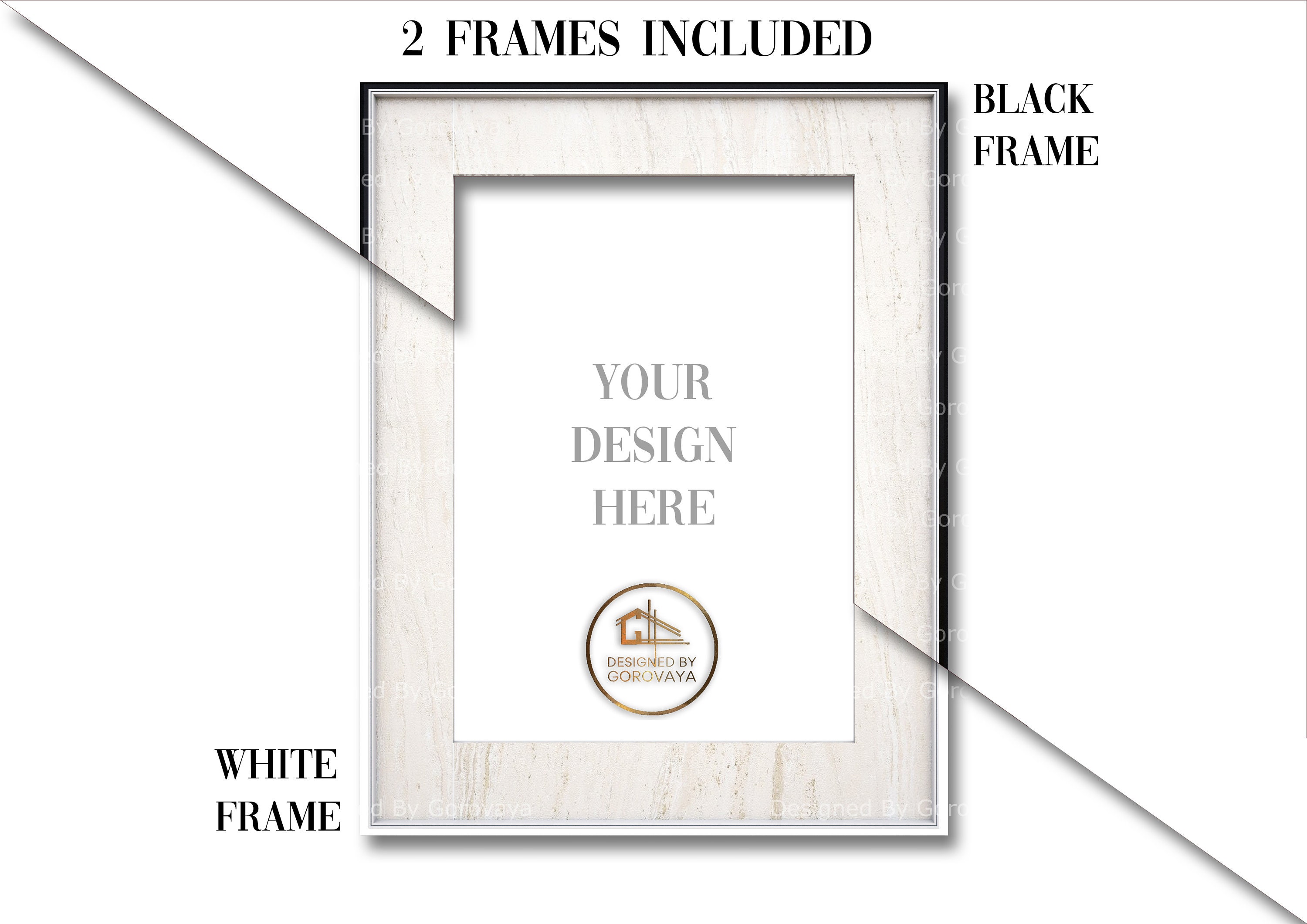 Two Frames Mockupblackwhite A4 Frame Mockup Black Trim Etsy