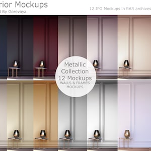12 Interior Mockup Bundle, Metallic Wall Mockup, Blank Wall Mockup, Canvas Mockup, Empty Wall Mockup, Interior Mockup Set