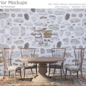Interior Mockup, Rocky Ranch Dining Room, Kitchen Mockup, Rustic Mockup ...