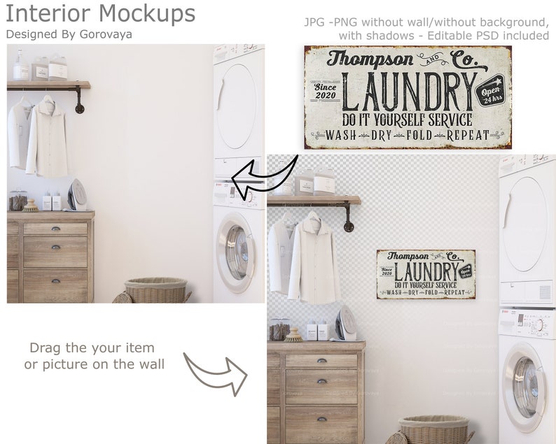 Interior Mockup, Laundry Mockup, Bathroom Mockup,blank Wall Mockup ...