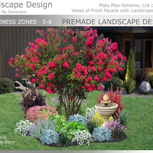 Premade Landscape Design, Landscape Berm, Zone 5-8 Berm, Berm Flower Garden, Hosta Garden, Hydrangea Garden, Ornamental Grass, Landscape
