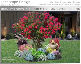 Premade Landscape Berm Design, Zone 5-8 (Digital Download)