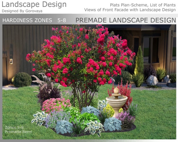 Premade Landscape Design, Landscape Berm, Zone 5-8 Berm, Berm