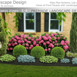 Premade Landscape Design, Landscape Garden Bed, Zone 5-8 , Landscape Idea for garden bed 35&#39; x 17&#39;, Idea for under window space